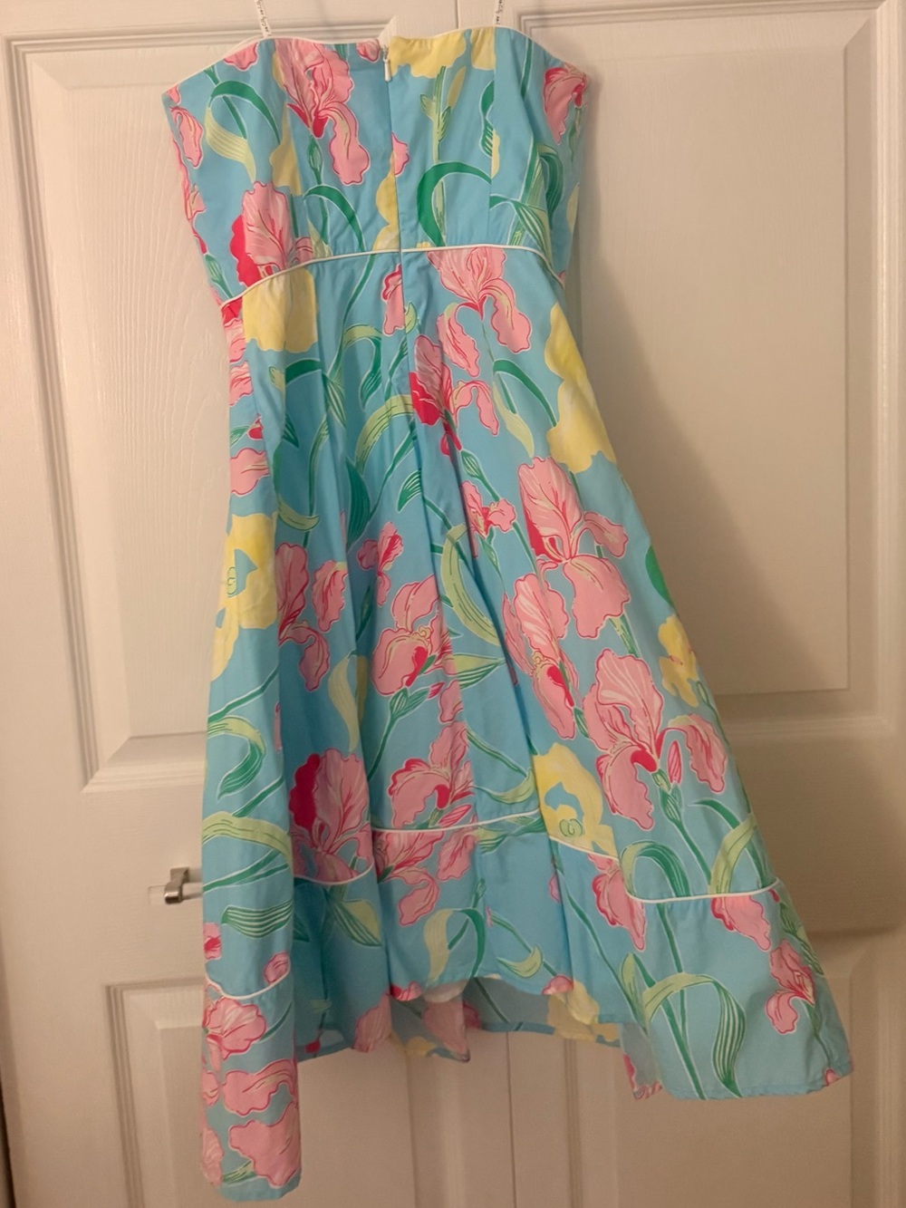 Lilly Pulitzer Strapless Blue Floral Sundress with Pink & Yellow Blooms - Picture 1 of 4